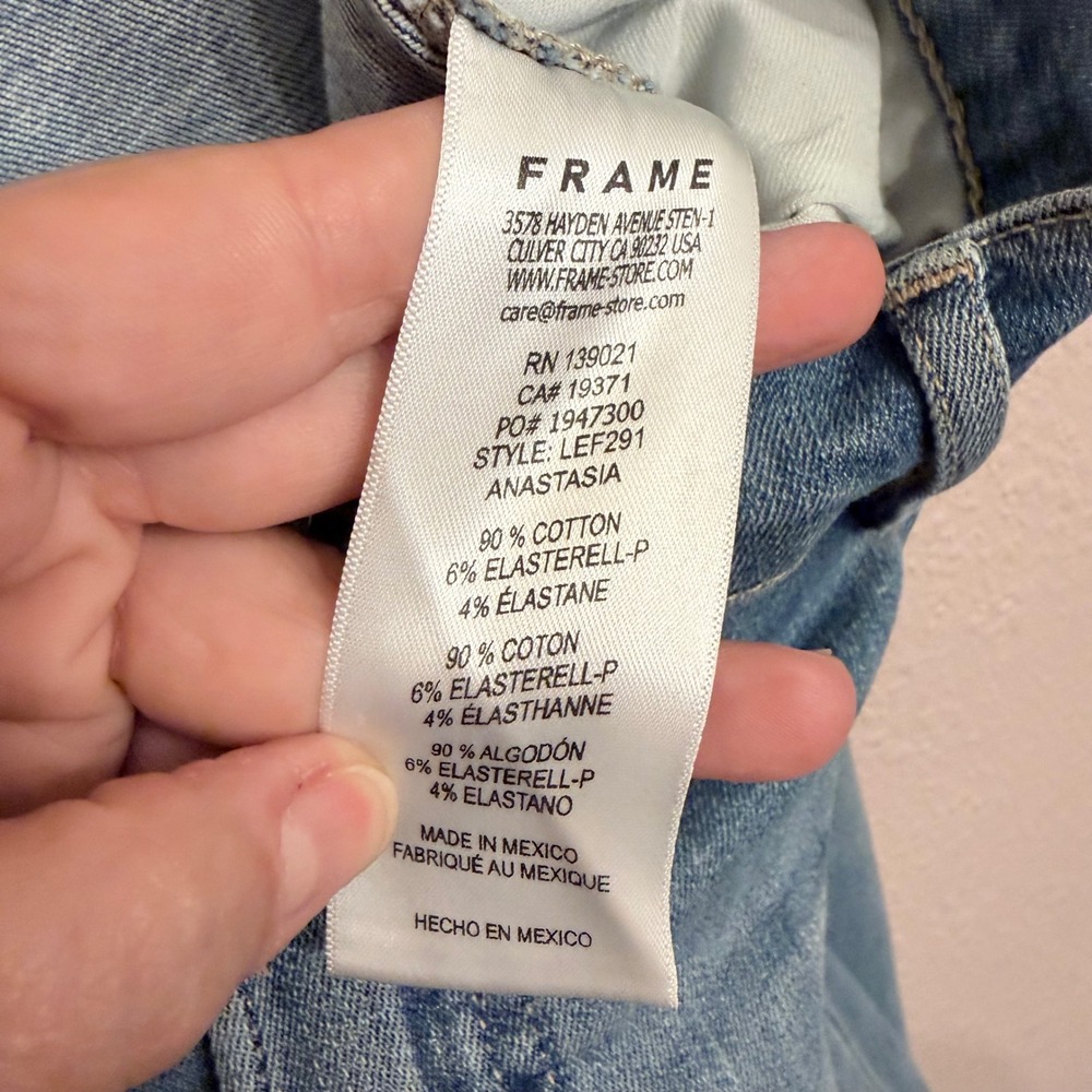 FRAME Le Easy Flare High Rise Jeans Light Wash Blue Denim Size 32 - Picture 10 of 10